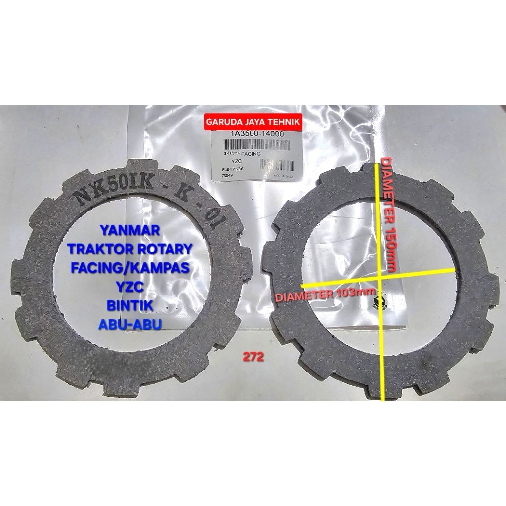 Mesin traktor tangan yanmar YZC YST TF75 TF85 TF105. Facing traktor tangan yanmar YZC YST. Kampas ko