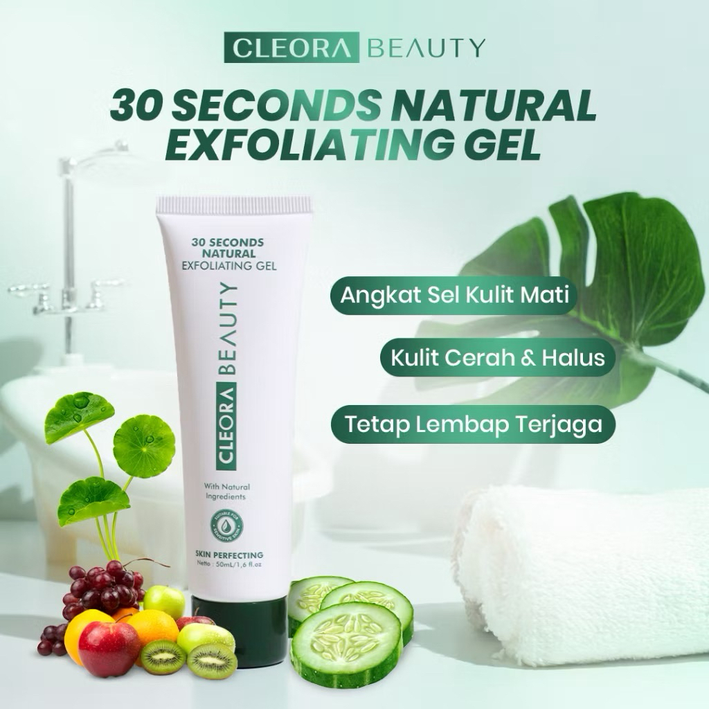 Cleora Beauty 30 Seconds Natural Exfoliating Gel - Peeling Scrub Eksfoliasi Gel Eksfoliasi Wajah Eks