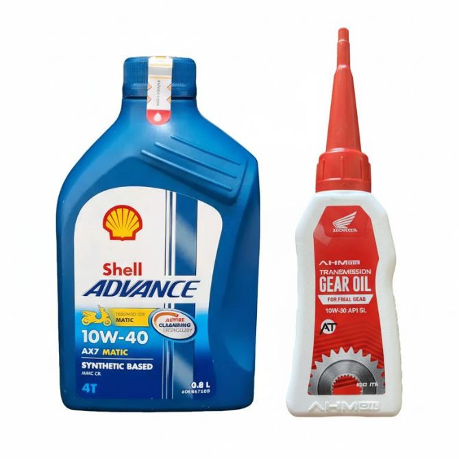 (PAKET HEMAT) PROMO OLI MOTOR MATIC SHELL ADVANCE 0,8L AX7 MATIC + OLI GEAR AHM MATIC