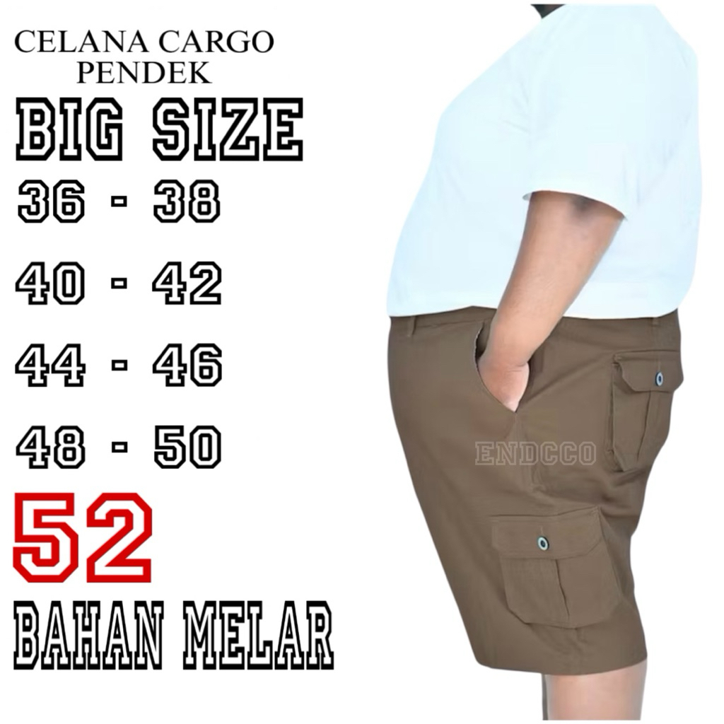 CARGO PENDEK BIG SIZE 36-52 / Celana Cargo Pendek Jumbo - Celana Cargo Big Size Pria - Cargo Jumbo B