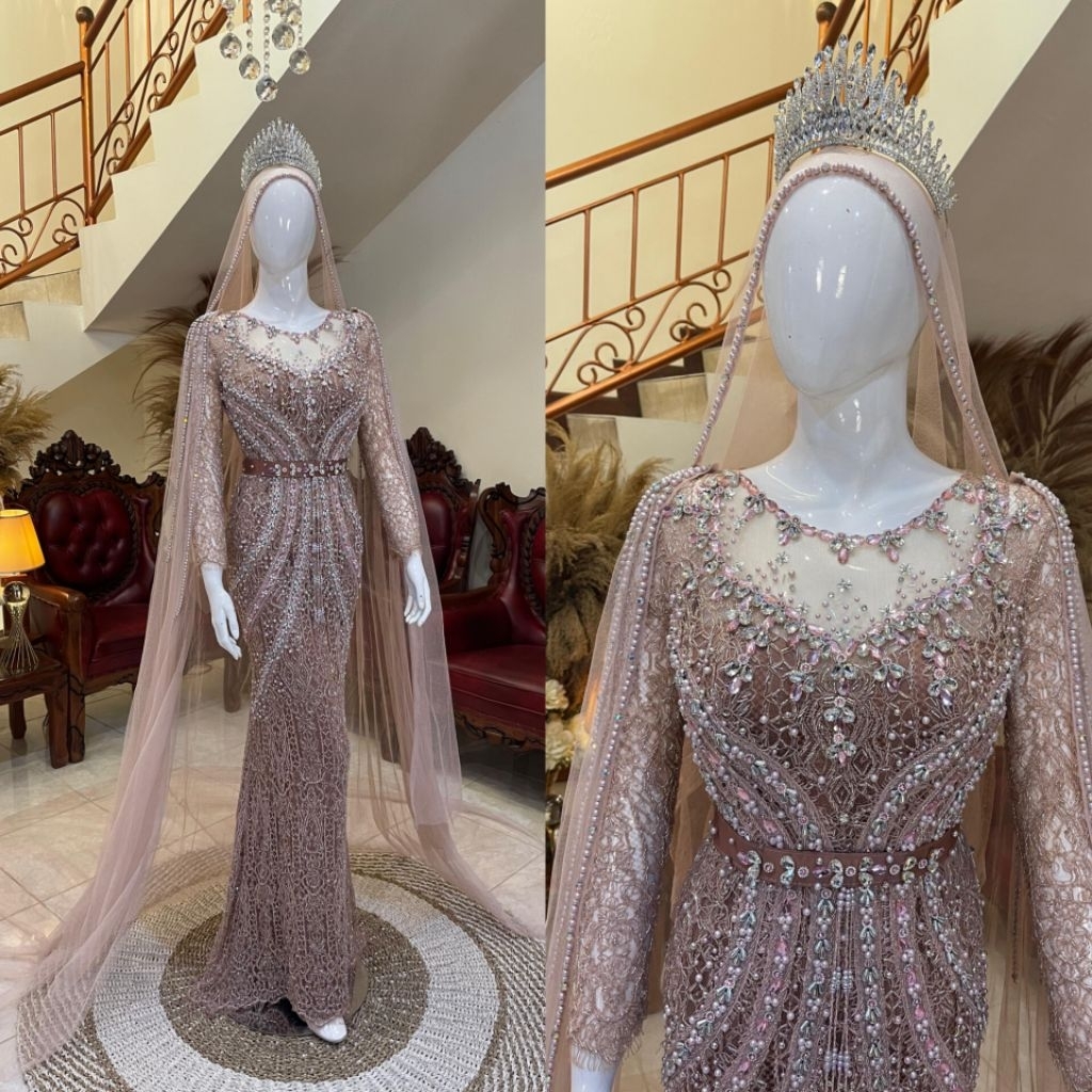 GAUN SLIM MEWAH / GAUN PENGANTIN FULL PAYET / GAUN PENGATIN WANITA / BAJU PENGANTIN WANITA