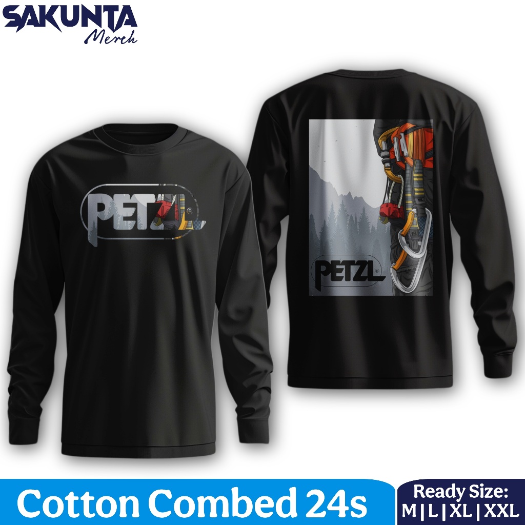 kaos lengan panjang petzl 4 baju outdoor unisex pria dan wanita pendaki gunung sakunta merch