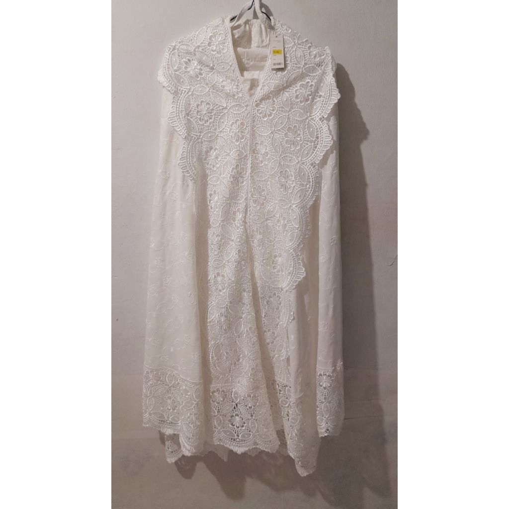 NEW Mukena Dewasa Bordir Timbul Mewah Warna Putih Polos