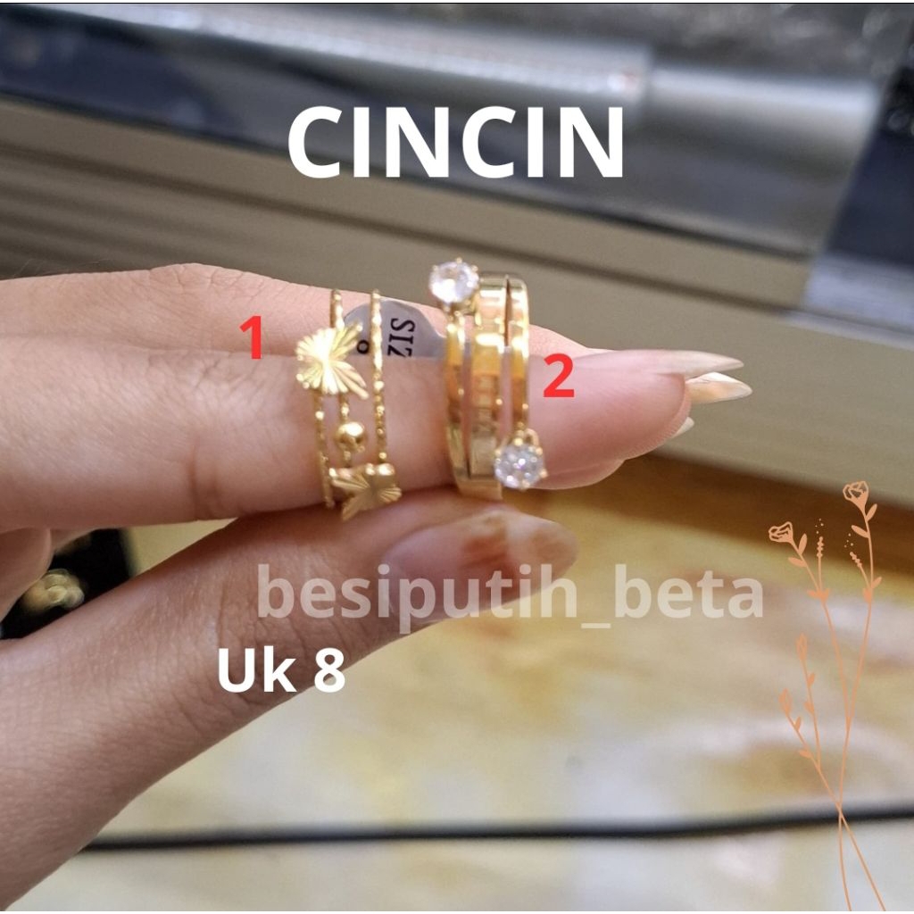 cincin besi putih ambon sepuh kuning / besi putih asli
