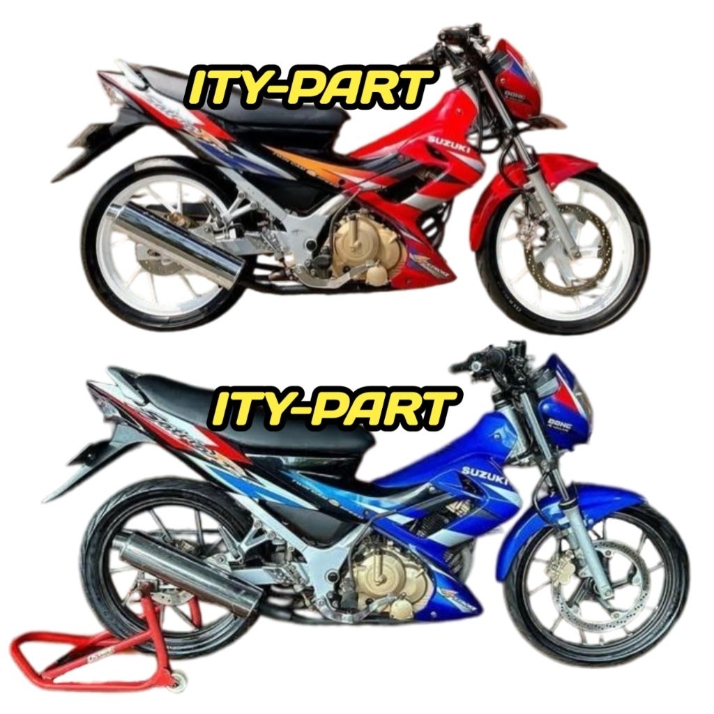 striping stiker lis satria Fu Thailand cbu 2004 2005 2006 merah hitam biru hitam