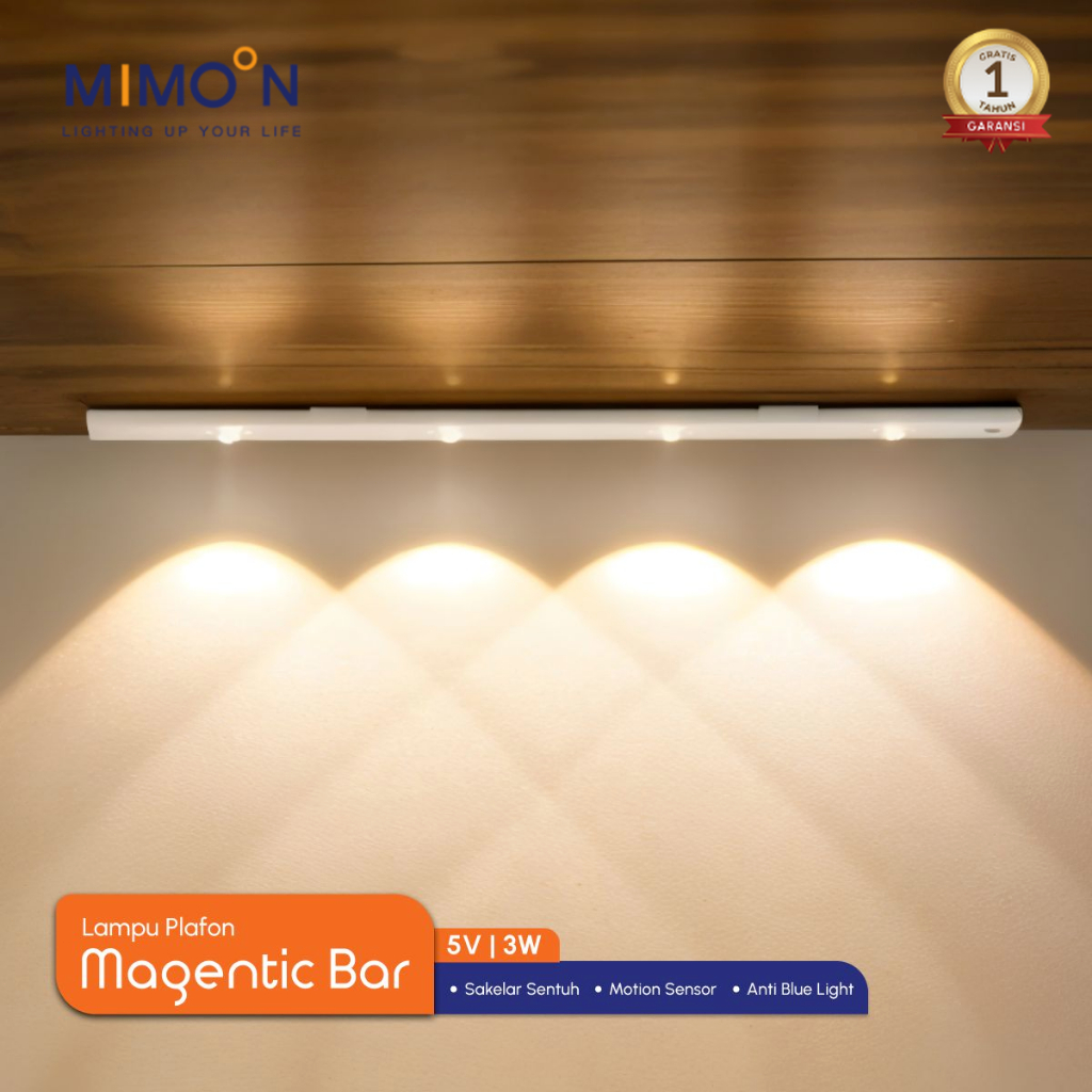 MIMOON Lampu Sensor Gerak Otomatis Lampu Led Strip Lampu Tempel Sensor Lampu Otomatis Siang Malam