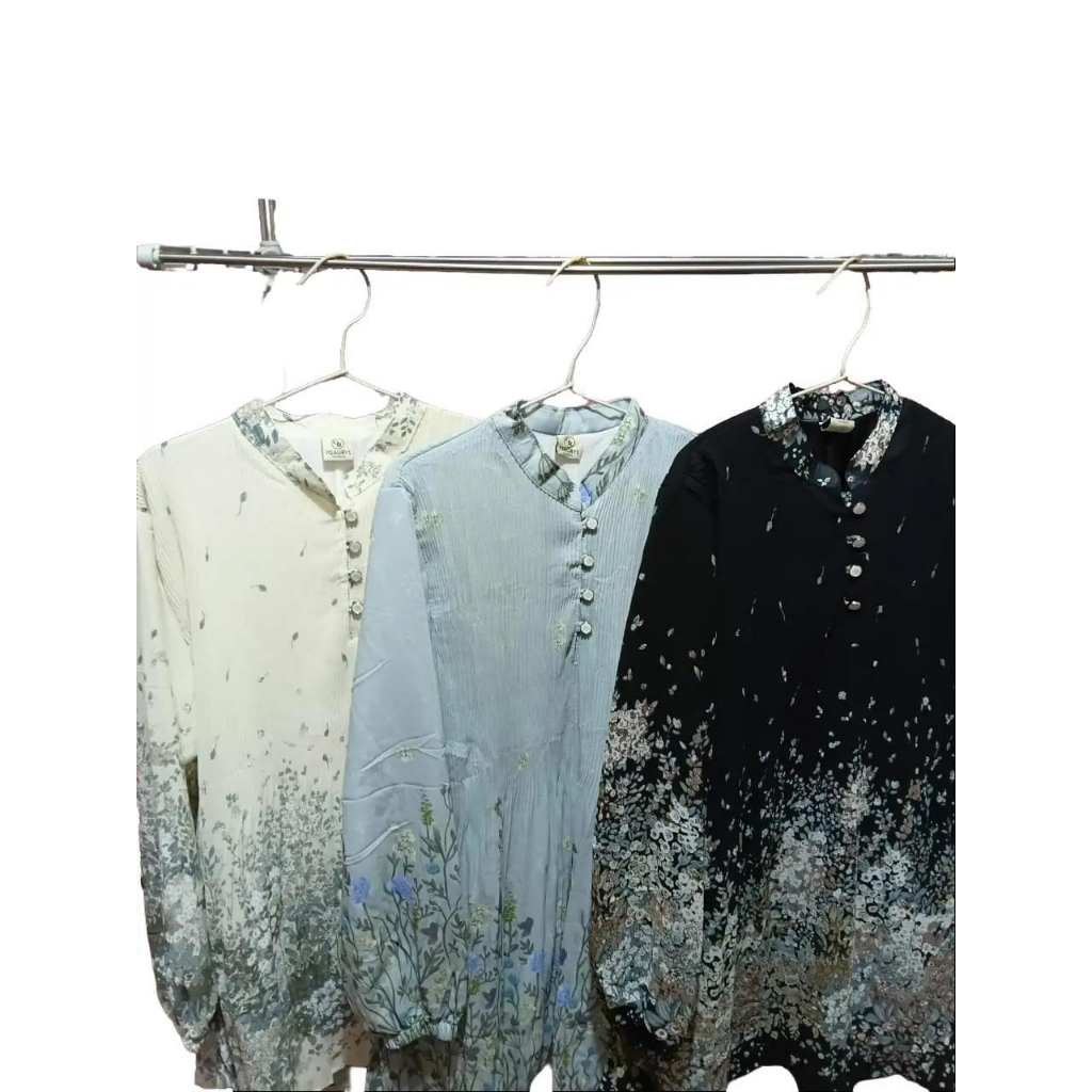 Gamis Atasan Wanita Tunik Floral  Kombinasi motif bunga-bunga