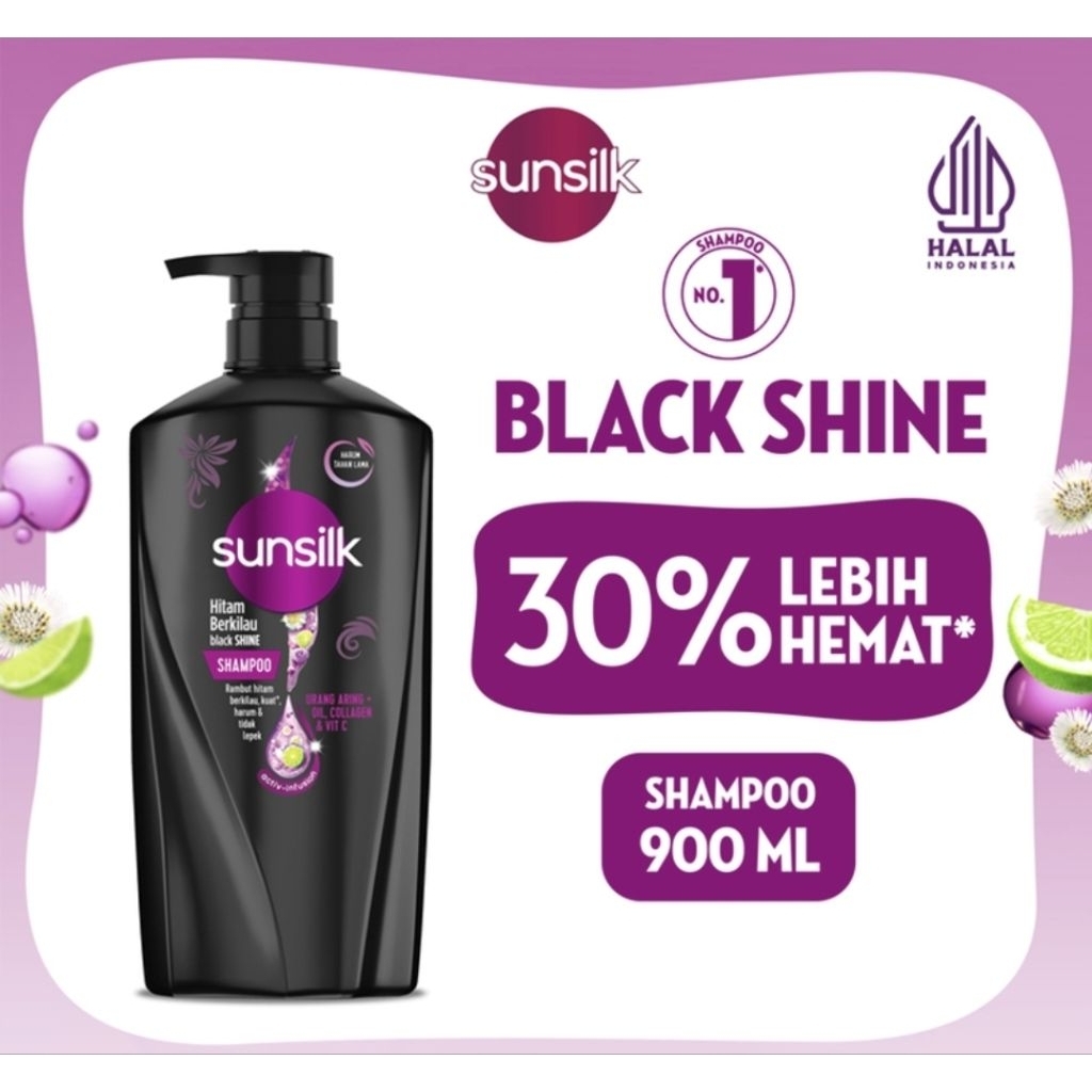 Sunsilk black shine 650 ml & 900 ml/shampo sunsilk black shine/shampo sunsilk/perawatan rambut hitam