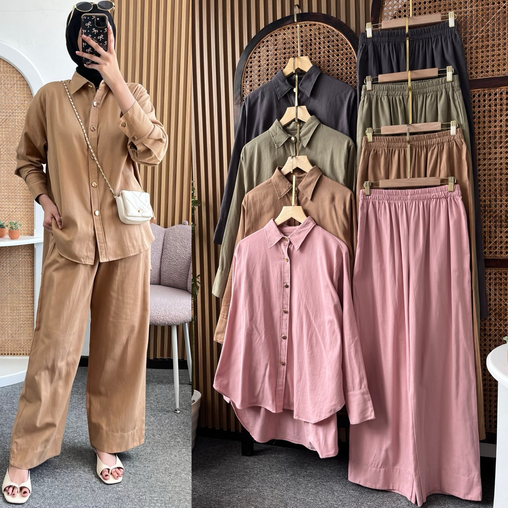 Little butik ZIKA SOFT JEANS ONE SET | Setelan celana bahan soft jeans ukuran jumbo bigsize