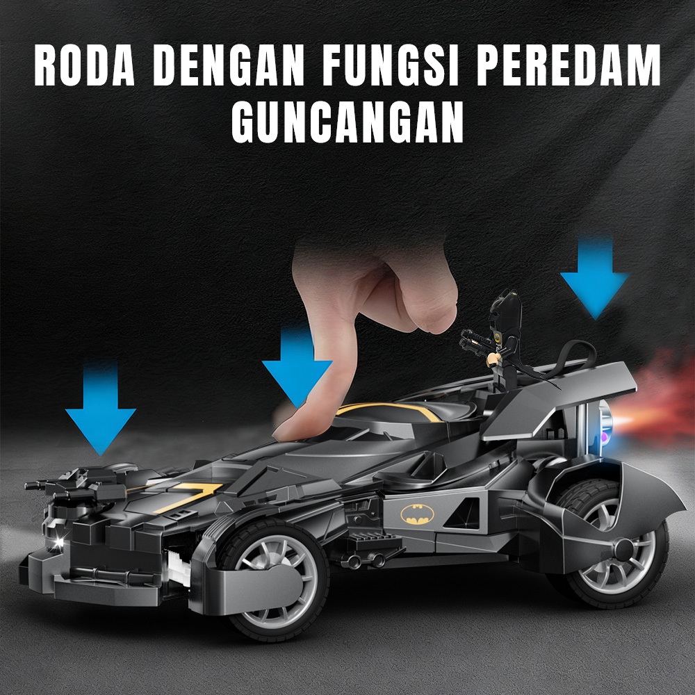 BESTPROMO Tatajoy Mobil Remote Control Batman Semprotan Air Lampu High Speed RC Car Anak Formula