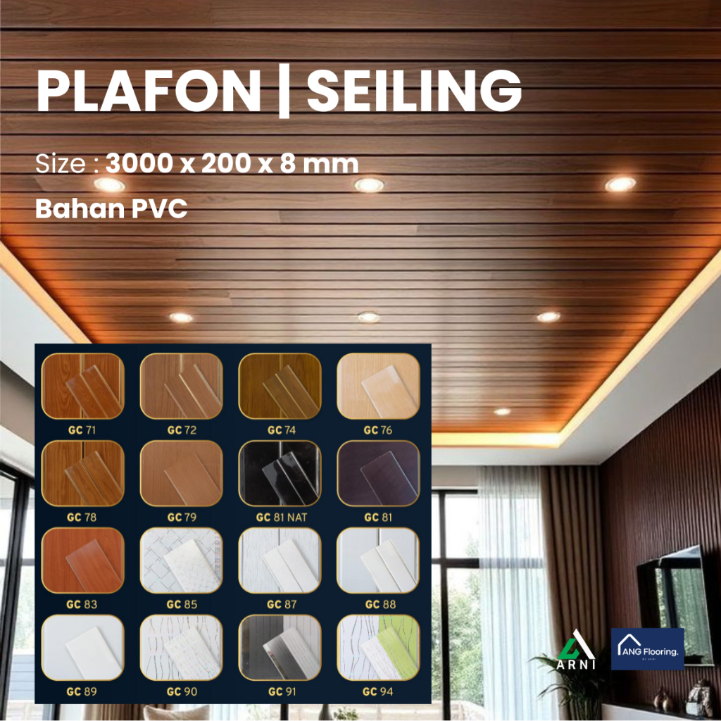 Plafon PVC Golden Crown 3000x200x8mm | Anti Rayap, Tahan Air, Mudah Pasang, Motif Elegan