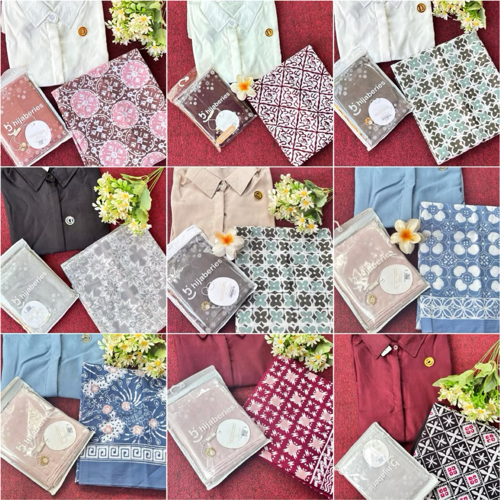 SETELAN BAJU SANTRI WANITA 3in1  ( baju + kerudung + sarung batik) NYAMAN DAN SOPAN