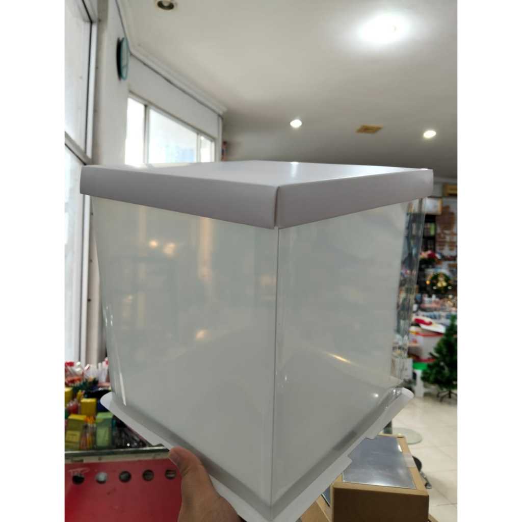 BOX CAKE TRANSPARAN KOTAK TRANSPARAN CAKE BOX / BOX MIKA / KOTAK KUE / HANTARAN WEDDING / CAKEBOX