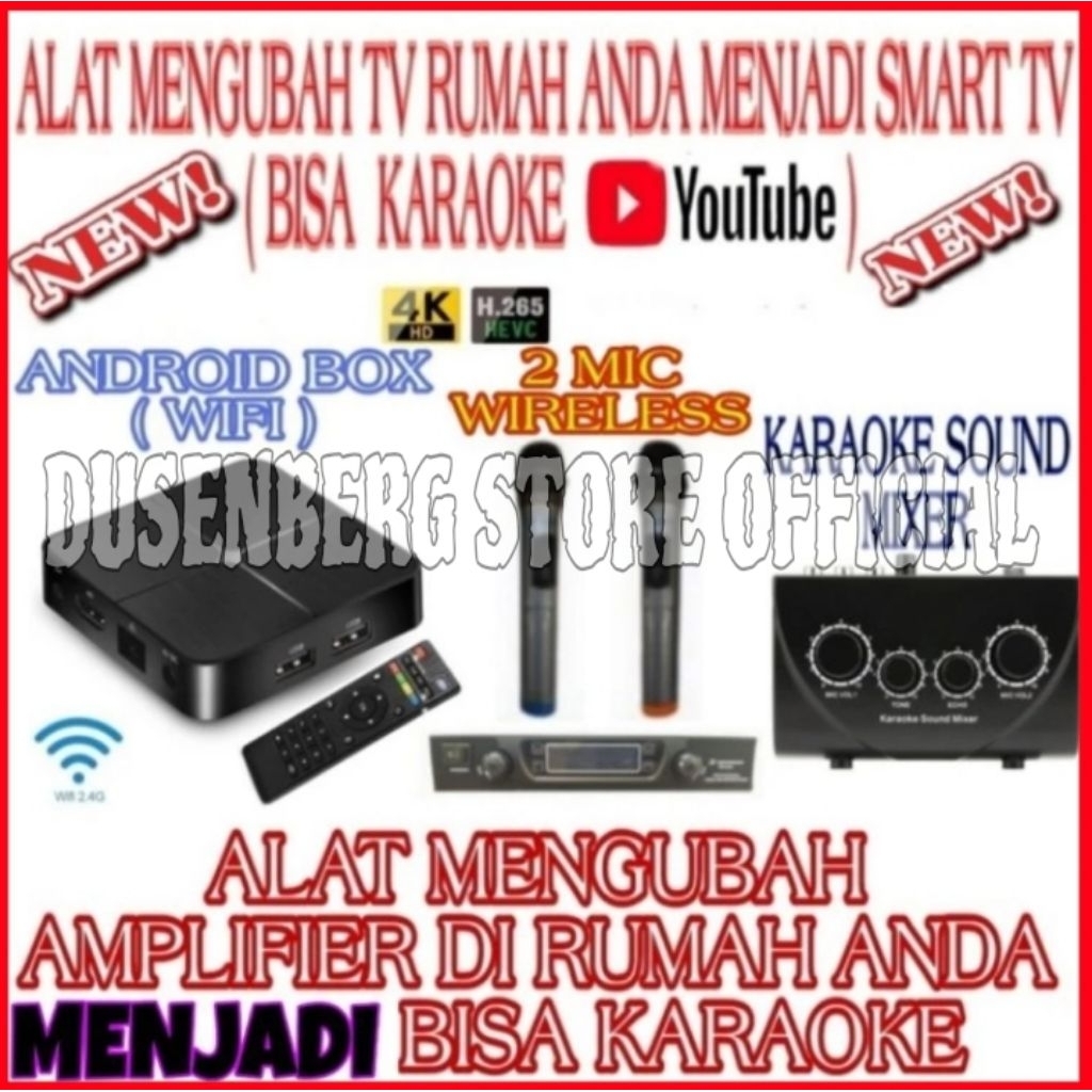 Tv Android Box Wifi / Mixer / 2 Mic Wireless / Alat Karaoke Di Youtube