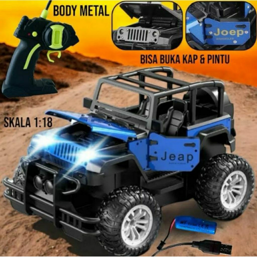 Mainan mobil RC jeep baterai cas