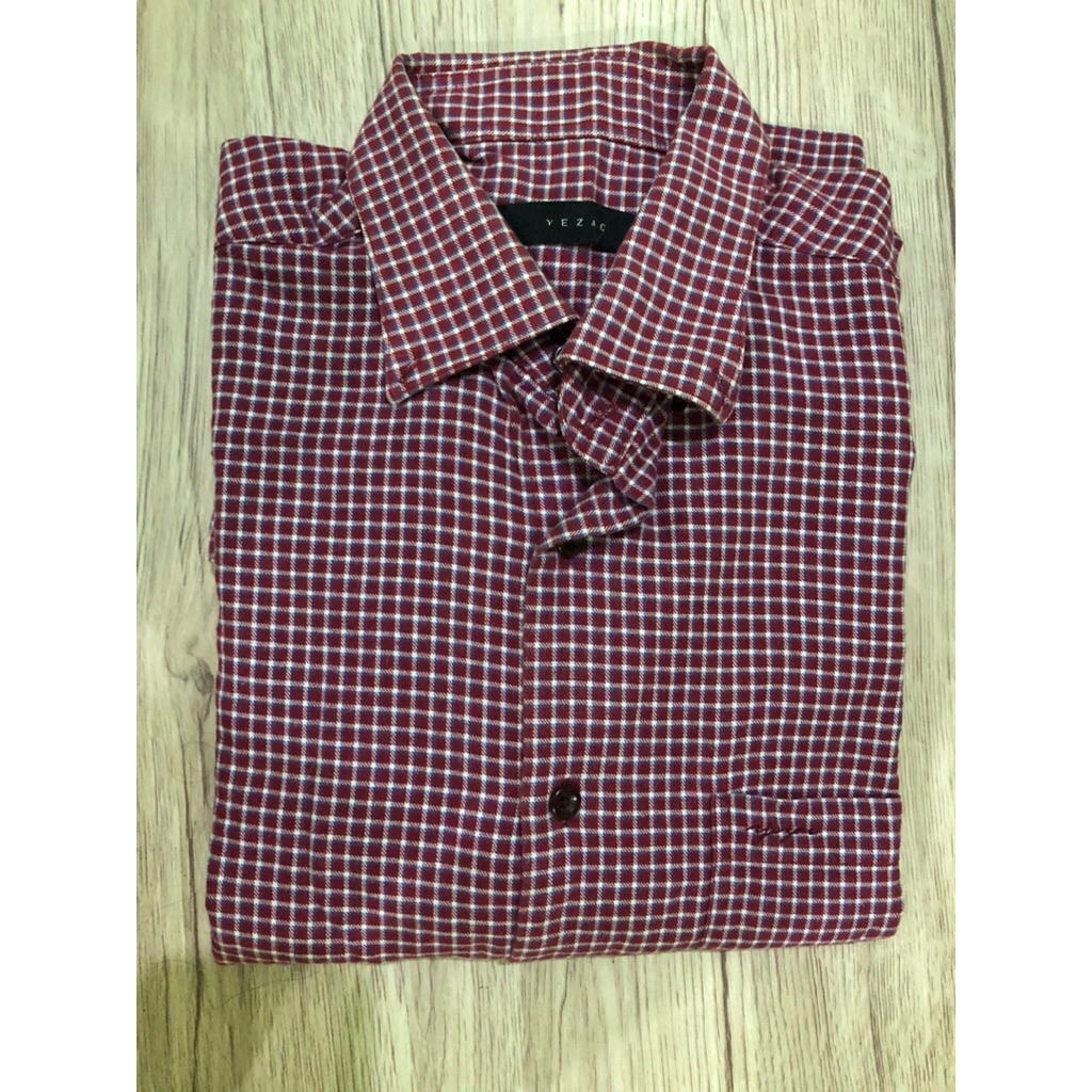 atasan pria kemeja ungu kotak korean