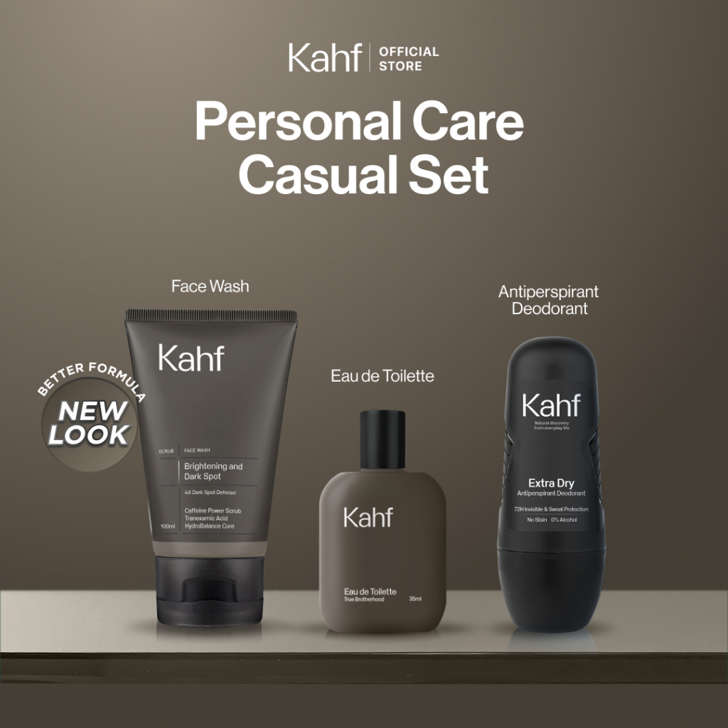 [KAHF BUNDLE 3IN1 PAKET PERAWATAN DAILY USE ESSENTIALS] Paket Casual Set (Face Wash + Deodorant + Ea