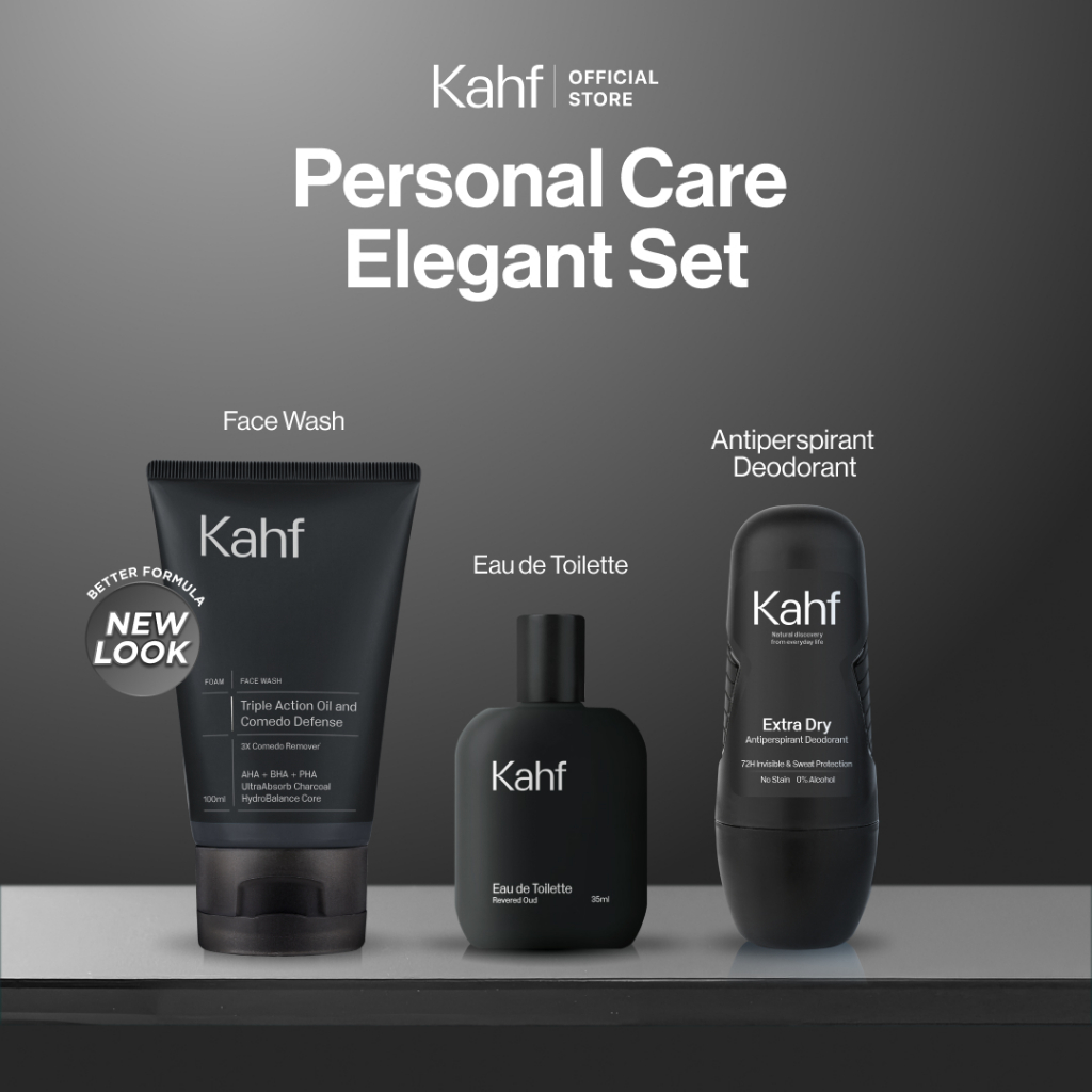 [KAHF BUNDLE 3IN1 PAKET PERAWATAN DAILY USE ESSENTIALS] Paket Elegant Set (Face Wash + Deodorant + E