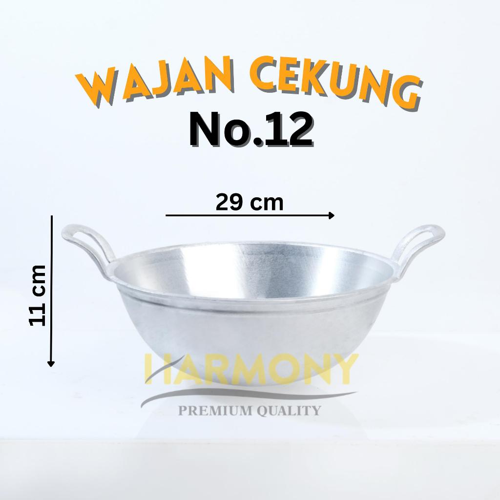 Wajan Cekung  No 12 Kualitas  Premium Tebal Wok/Penggorengan/Kuali dengan Berbahan Aluminium dan Ber