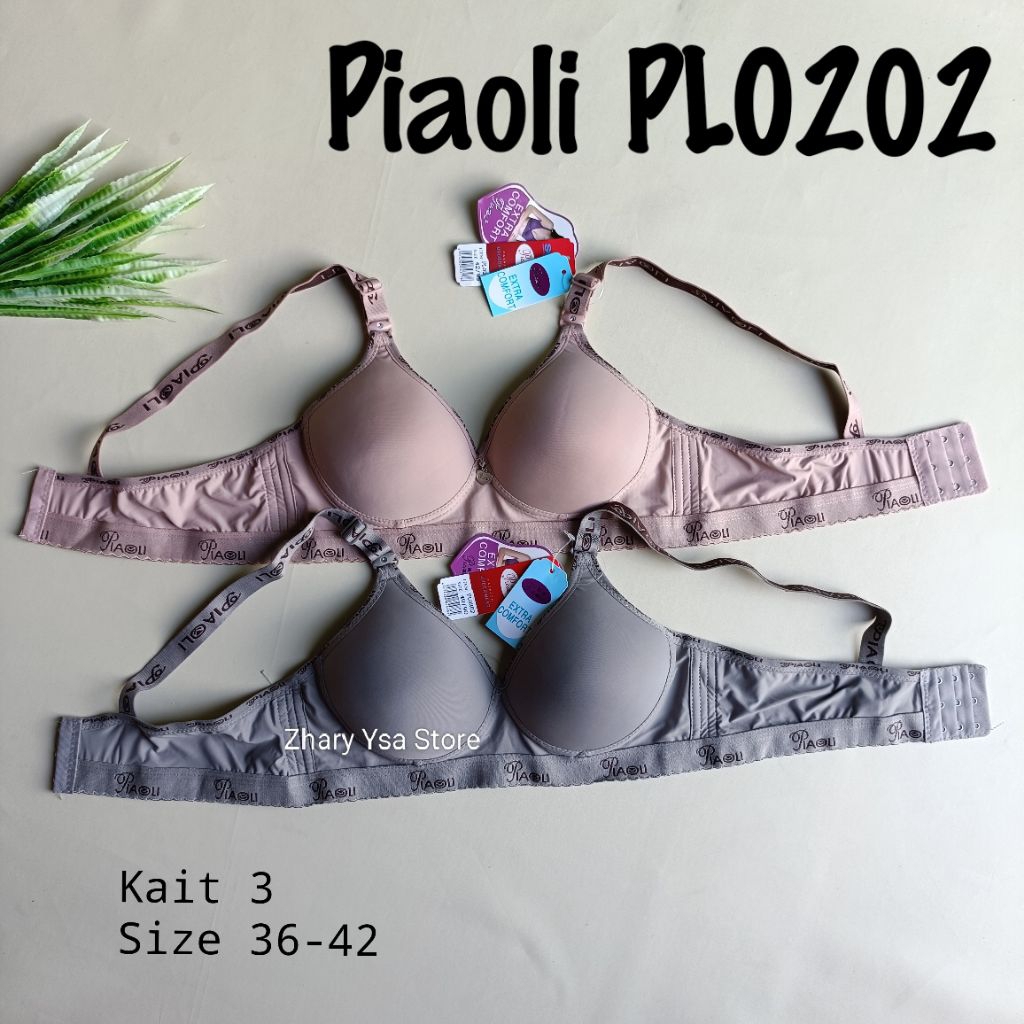 Bh Bra push up piaoli import cup B tanpa kawat size 46-42 kait 3 adem lembut menyerap keringat murah