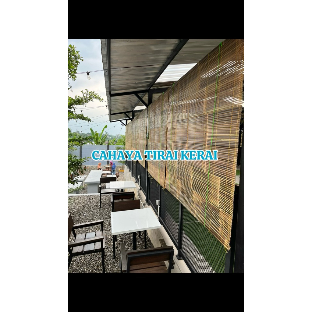 kerai/tirai bambu hitam asli ukuran 2x2m