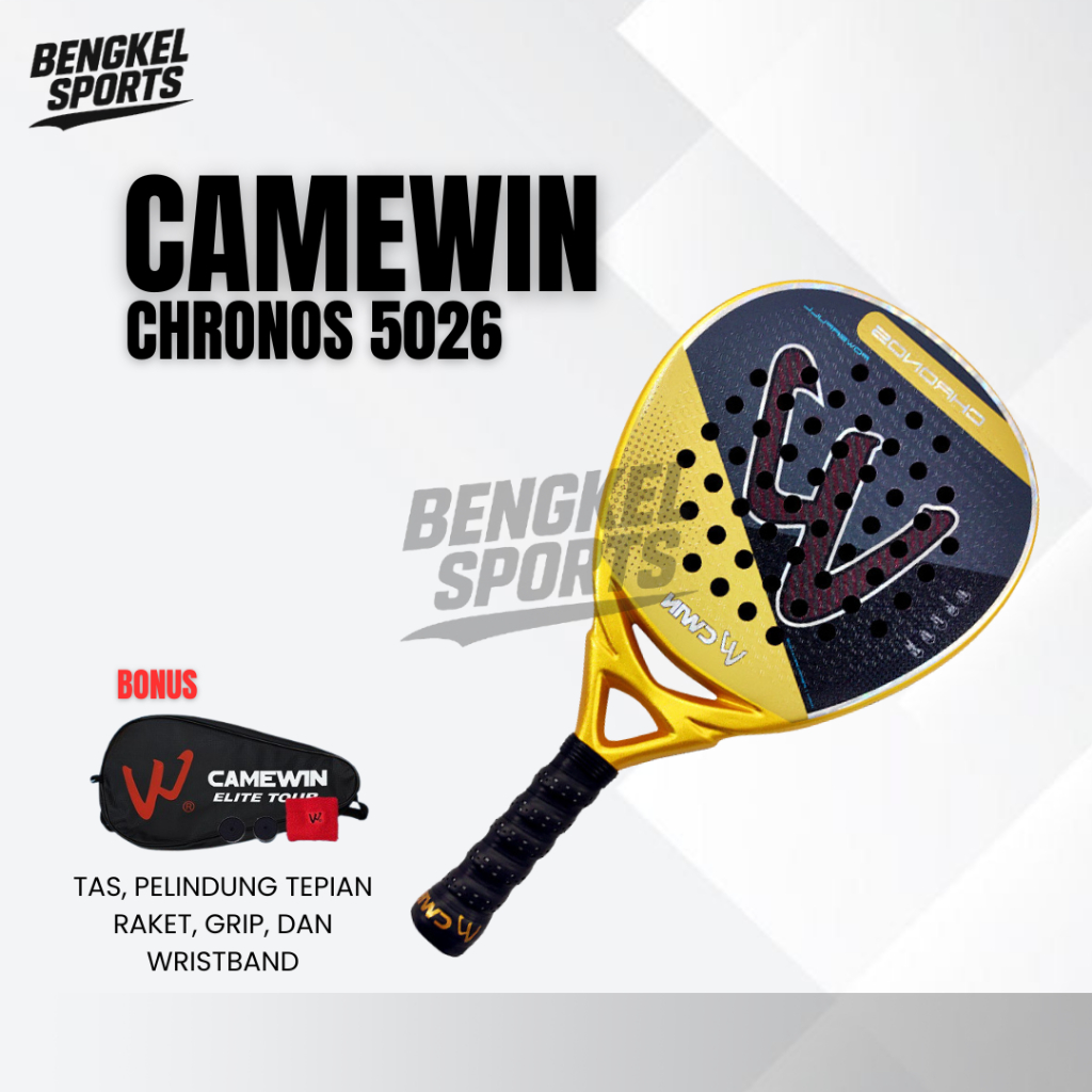 BS - CAMEWIN CHRONOS 5026 RAKET PADEL CARBON KEVLAR GOLD BLACK / PADEL RACKET