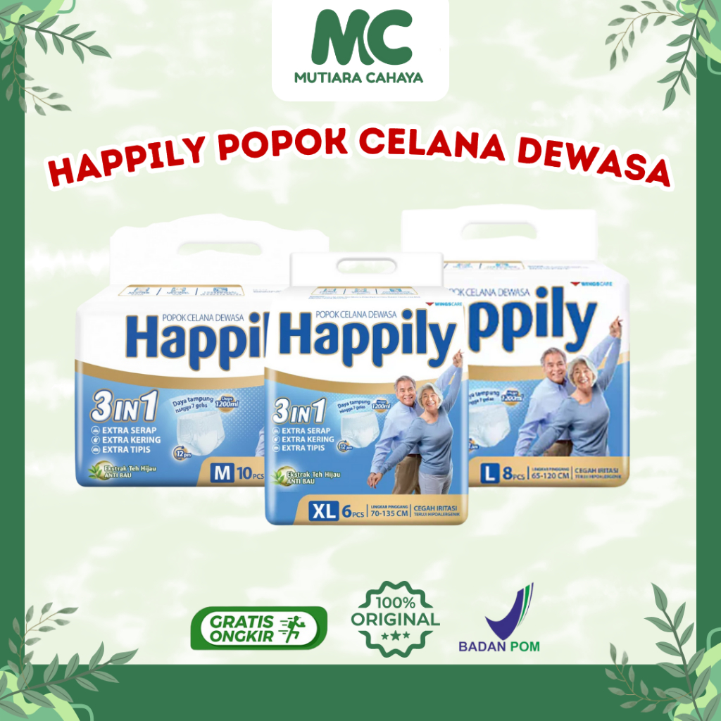 MC Official - Happily Popok Celana Dewasa 3in1 | Happily Adult Pants M10 / L8 / XL6
