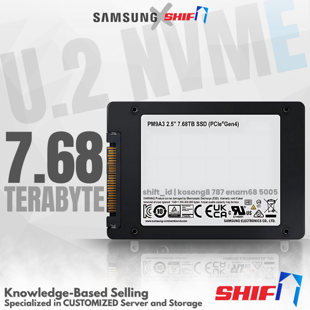 SHIFT - Samsung PM9A3 U.2 2.5" NVME - 7680GB - Server Grade NVME