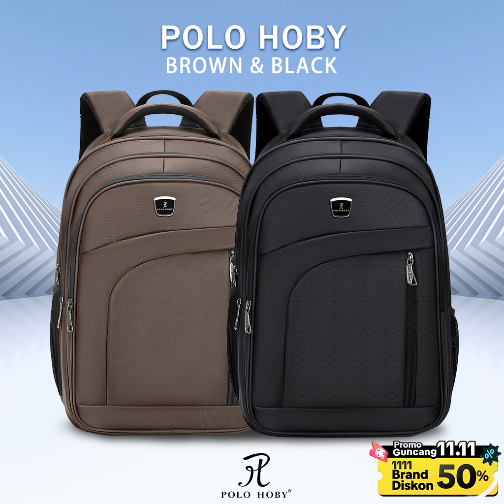 POLOHOBY Backpack Pria 16 Inch Tas Ransel Laptop Bisnis & Kasual Anti Maling Traveling Waterproof Ta