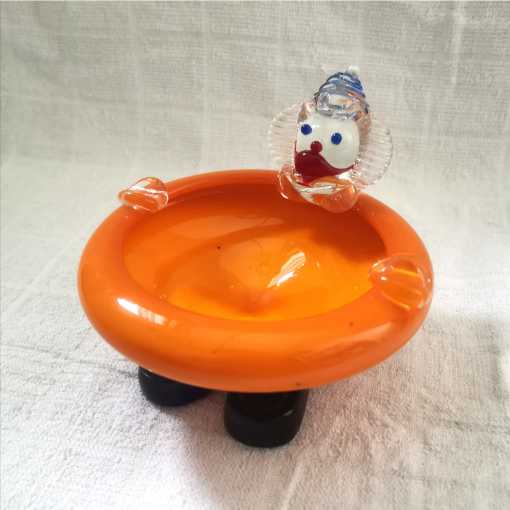 Vintage Orange Murano Clown Dish Bowel / Pajangan Vintage Asbak Badut Murano Preloved