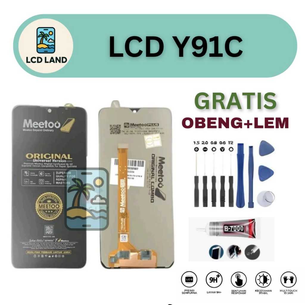 LCD VIVO Y91C ORIGINAL MEETOO FULLSET GRATIS LEM+OBENG