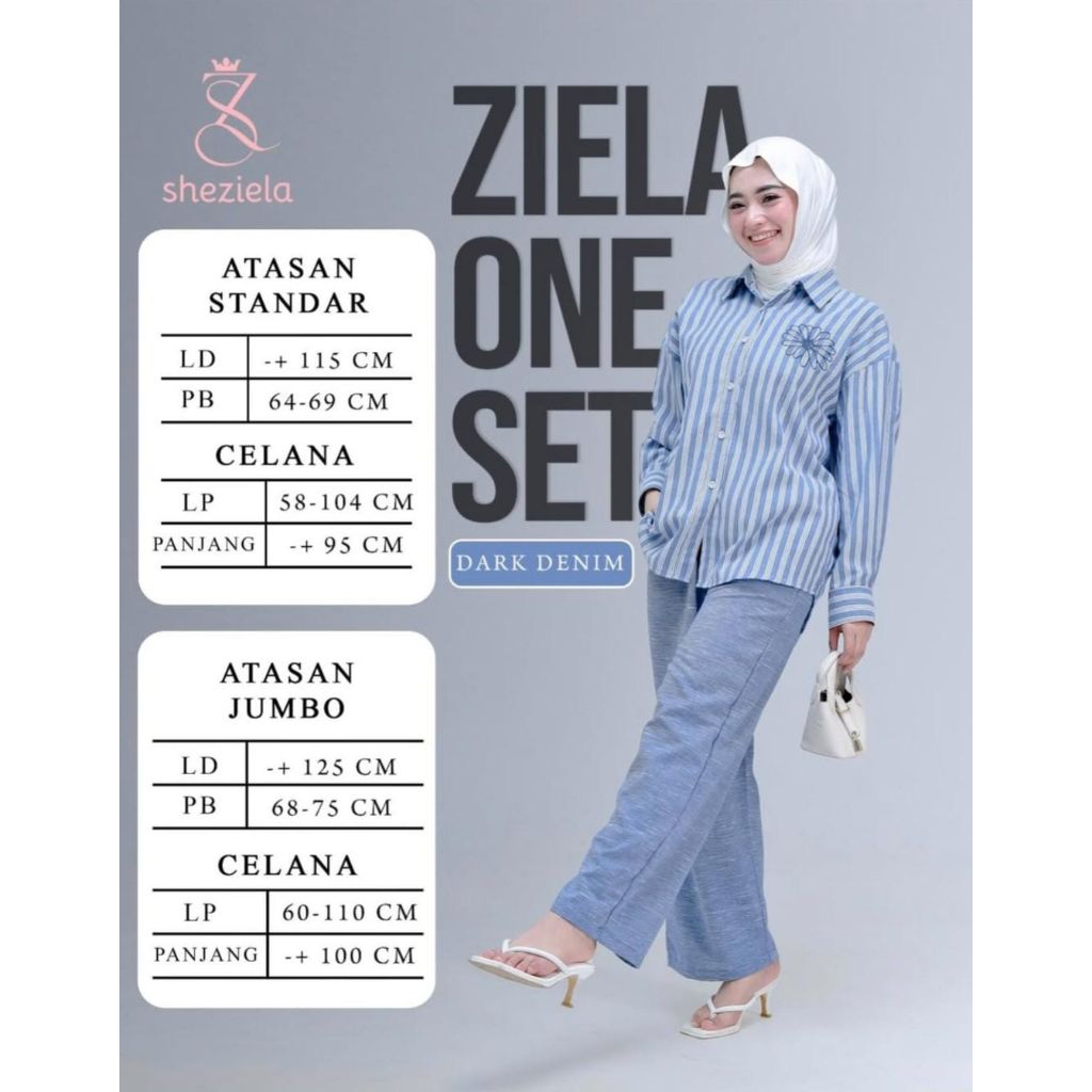 ONESET ZIELA/SETELAN DENIM/ONESET SOFT JEANS/SETELAN KEMEJA DENIM JUMBO/SET KEMEJA SALUR BORDIR/
