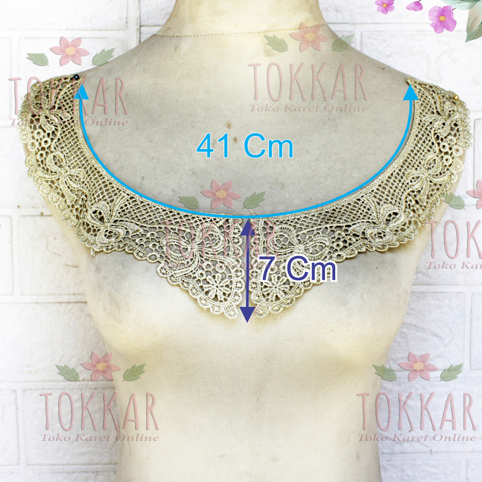 (Per Pcs) AP470 Aplikasi Kerah Bordir / Aplikasi Leher / Renda Leher Cantik