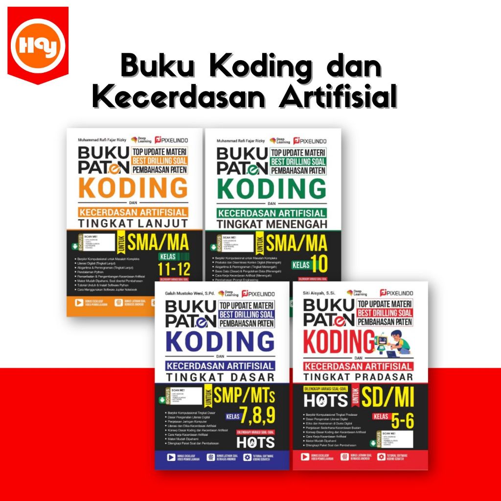 Buku Coding, Koding | Buku Paten Koding dan Kecerdasan Artifisial untuk SD, SMP, SMA - Pixelindo