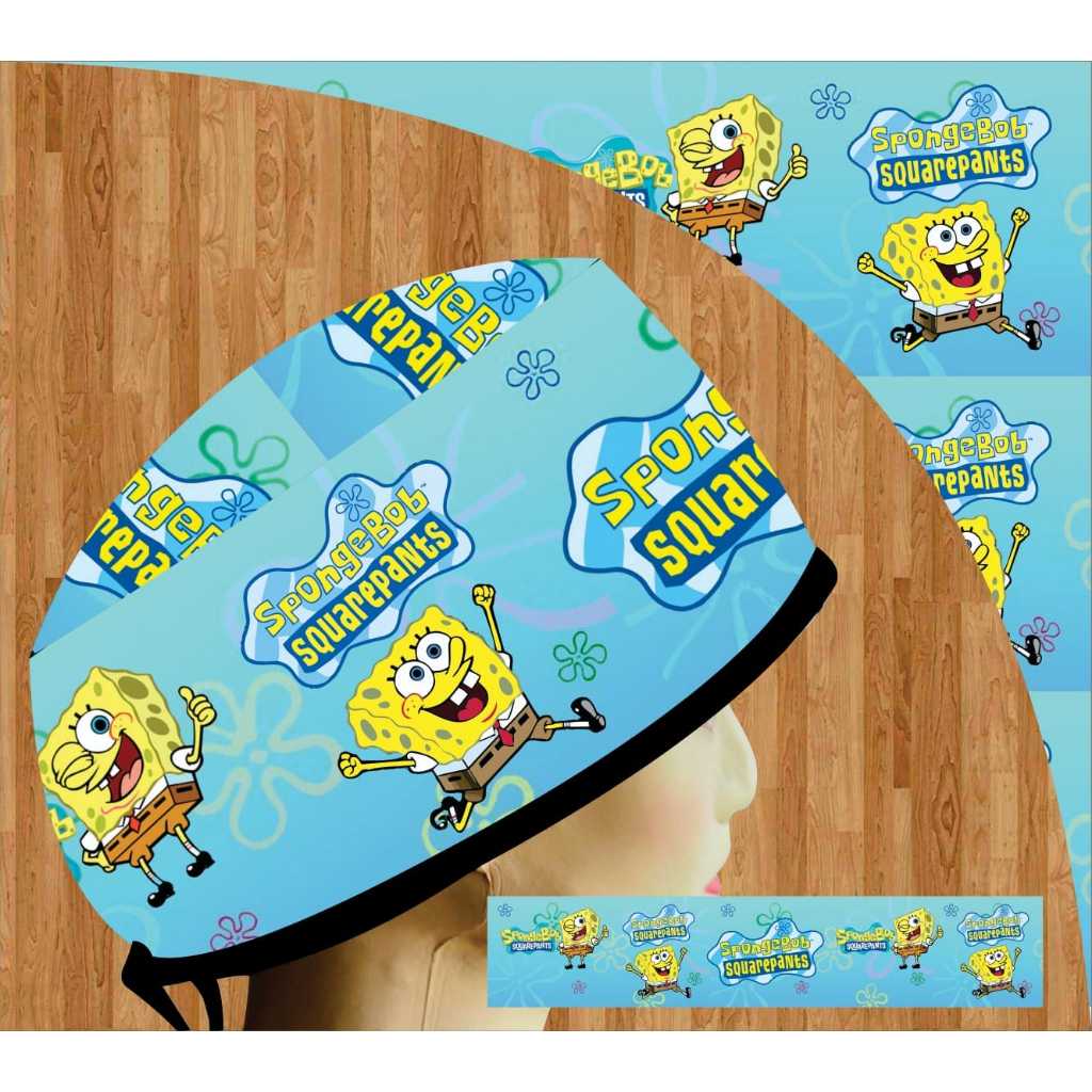 Topi dokter/Scrub hat/Surgical cap/Headcap printing premium spongebob 0611