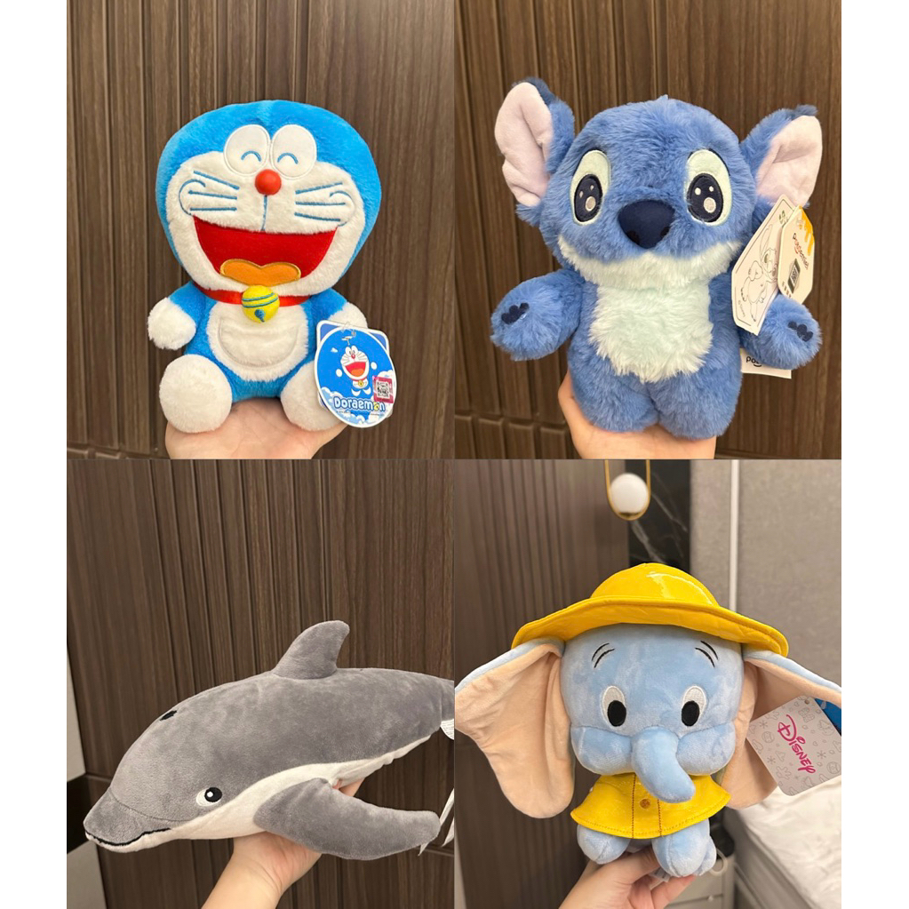 (new) 100% disney original & doraemon original boneka stitch lumba lumba dumbo gajah lucu