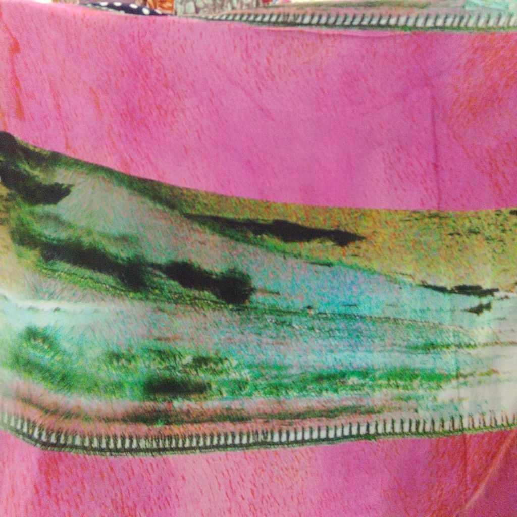 Bahan Kain Satin Velvet Motif Abstrak Import High Quality | Satin Meteran Corak Abstrak untuk Dress 