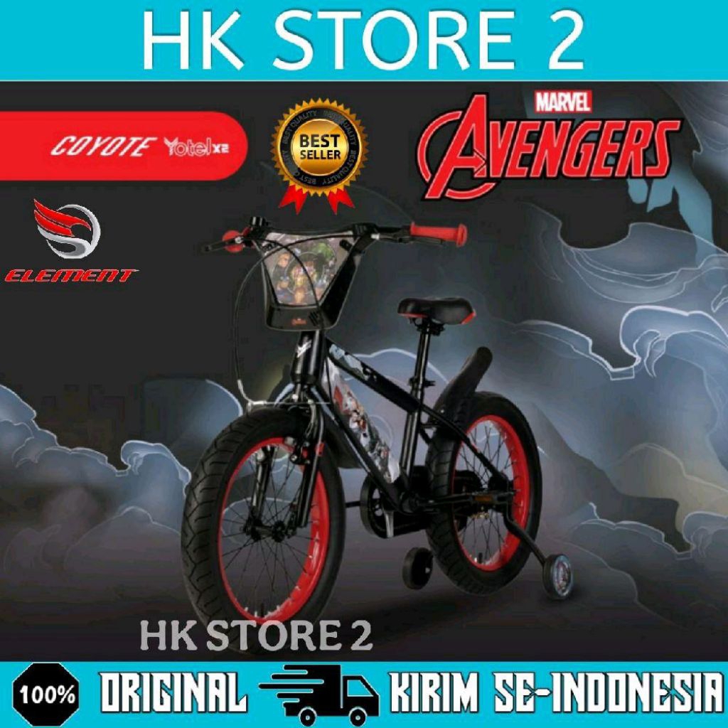 Sepeda BMX Anak Laki ELEMENT COYOTE KIDS BIKE YOTEL X TWO AVENGER Ukuran 12 16 18 Inch Ban 3.0