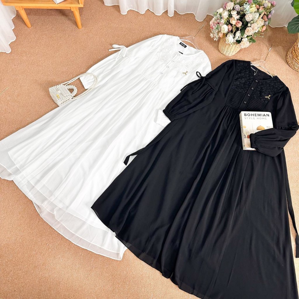 Asofa Shidqia Gamis Abaya Aksen Tille Tali Samping