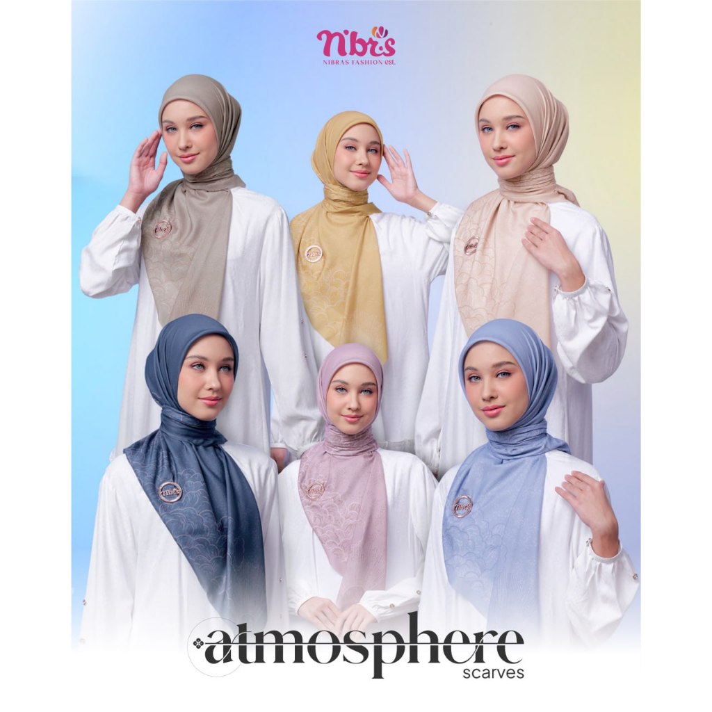KERUDUNG SEGI EMPAT MOTIF TERBARU NIBRAS ATMOSPHERE SCARVES PREMIUM – HIJAB VOAL ELEGAN JILBAB MOTIF