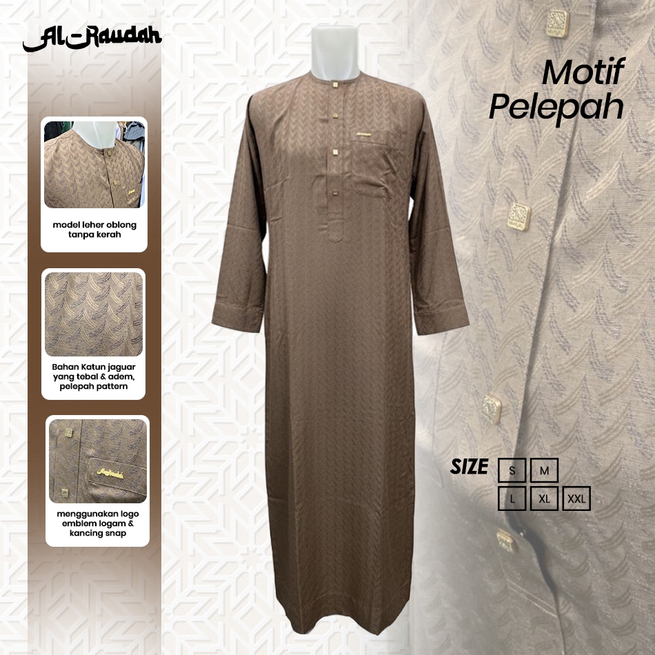 Al Raudah - Baju Gamis Pria Oblong Lengan Panjang - Gamis Oblong Pria Katun Jaguar Tebal Adem