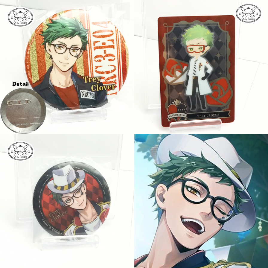 Twisted Wonderland Official Merch Metal Card & Can Badge Trey Clover