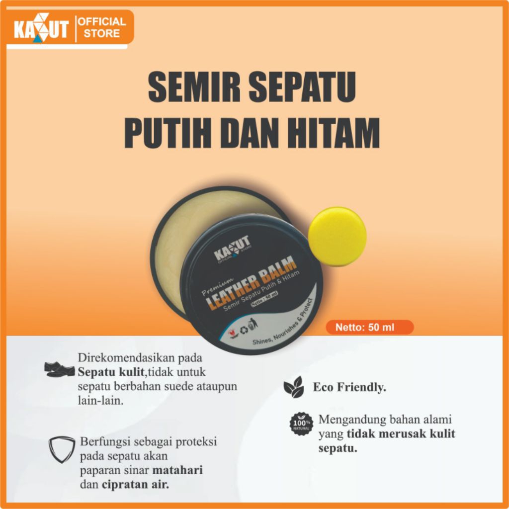 KASUT – LEATHER BALM SEMIR SEPATU UNTUK WARNA PUTIH DAN HITAM 50 ML