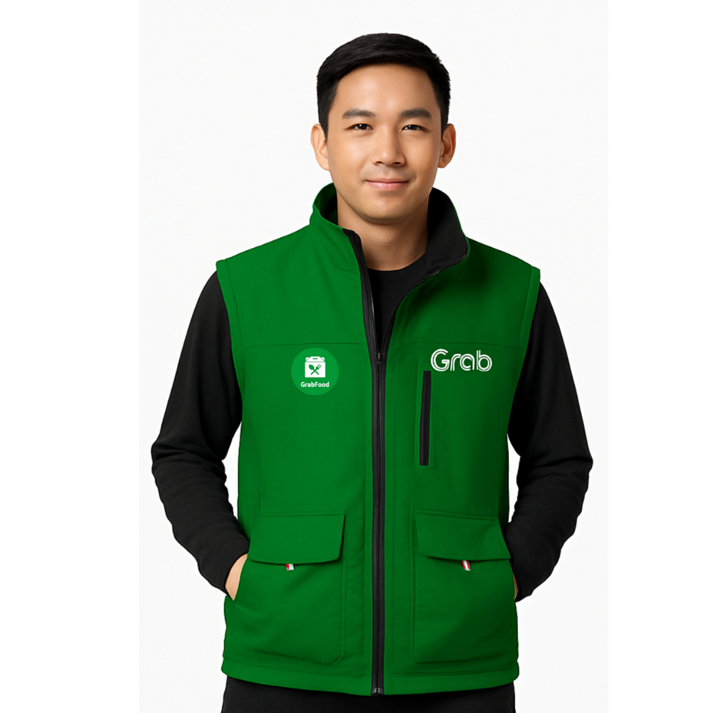 Promo  Rompi Hiking Outdoor Pria Grab Terbaru Premium Grabbike GrabFood Terbaru 2025 Ready Ukuran Ju
