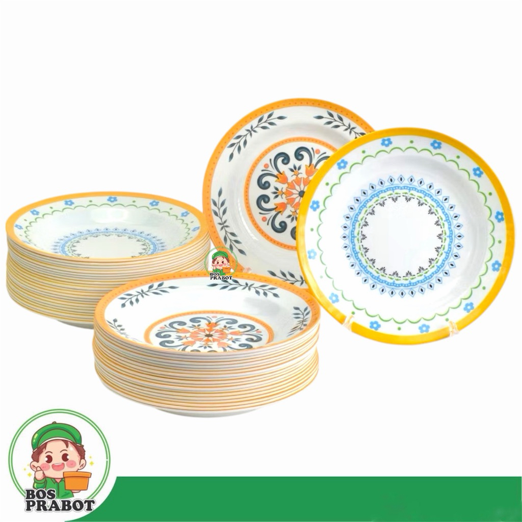 6PCS PIRING MAKAN MELAMIN 9 INCH MOTIF / PIRING MELAMIN ASLI SNI / PIRING MOTIF MELAMIN