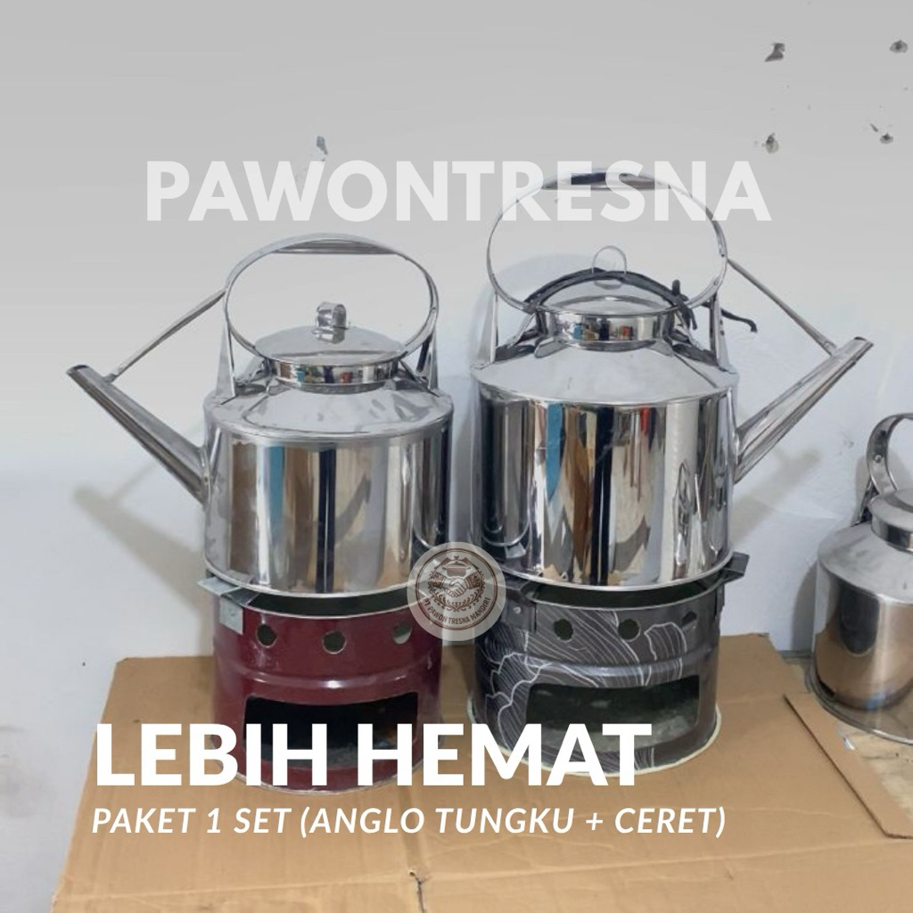 Pesona_Mimin [Lebih Hemat] 1 Set Anglo Tungku Arang Bahan Seng + Ceret Angkringan Stainless Steel 3