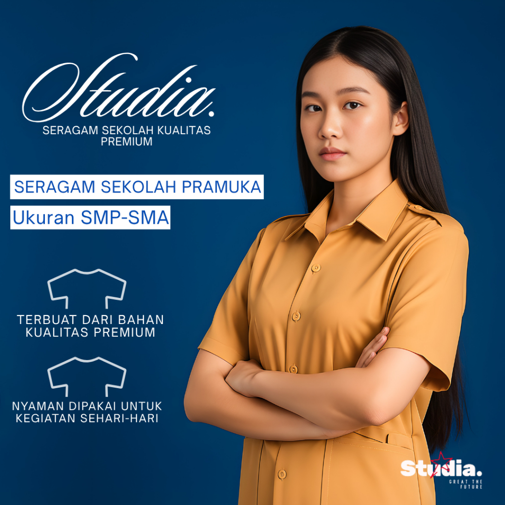 Studia - Baju Seragam Pramuka Perempuan / Cewek Premium Lengan Panjang - Pendek Anak SMP-SMA