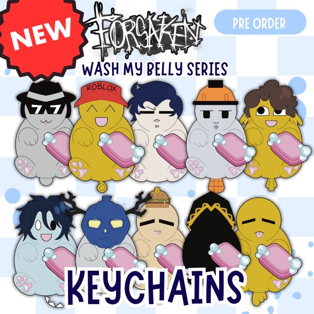 [KEYCHAINS] FORSAKEN KEYCHAIN ROBLOX WASH MY BELLY DOUBLE SIDED 5CM~6CM KEYCHAIN SERIES CHANCE GUEST