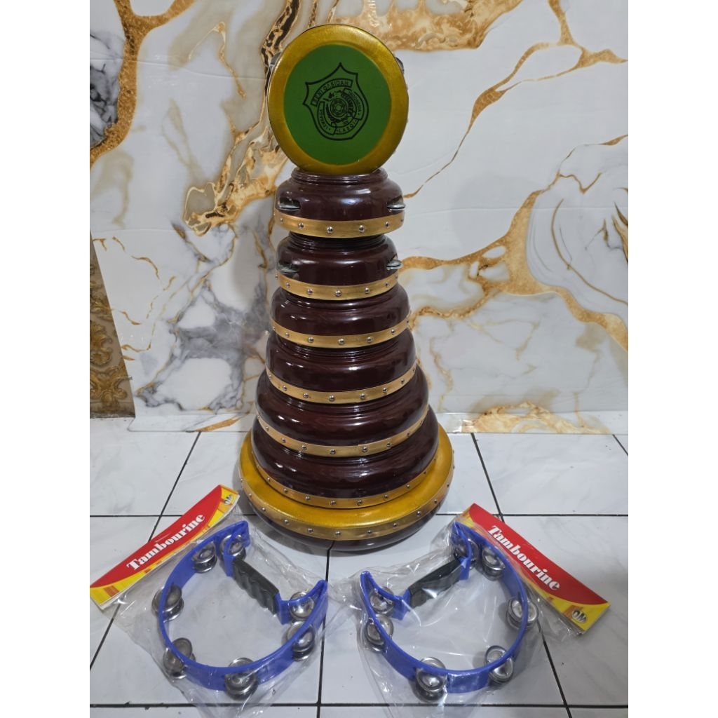 Alat Musik Rebana Qasidah Lasqi Super Jepara 10personil Free Sablon Lasqi dan Free Tas