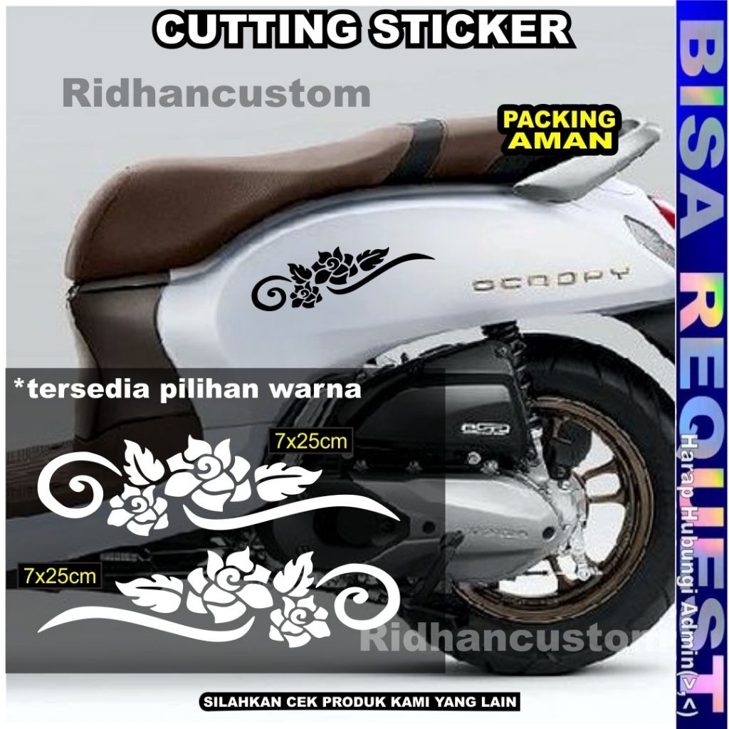 [ BUNGA DAUN ] CUTTING STICKER BODY MOTOR SCOOPY DLL